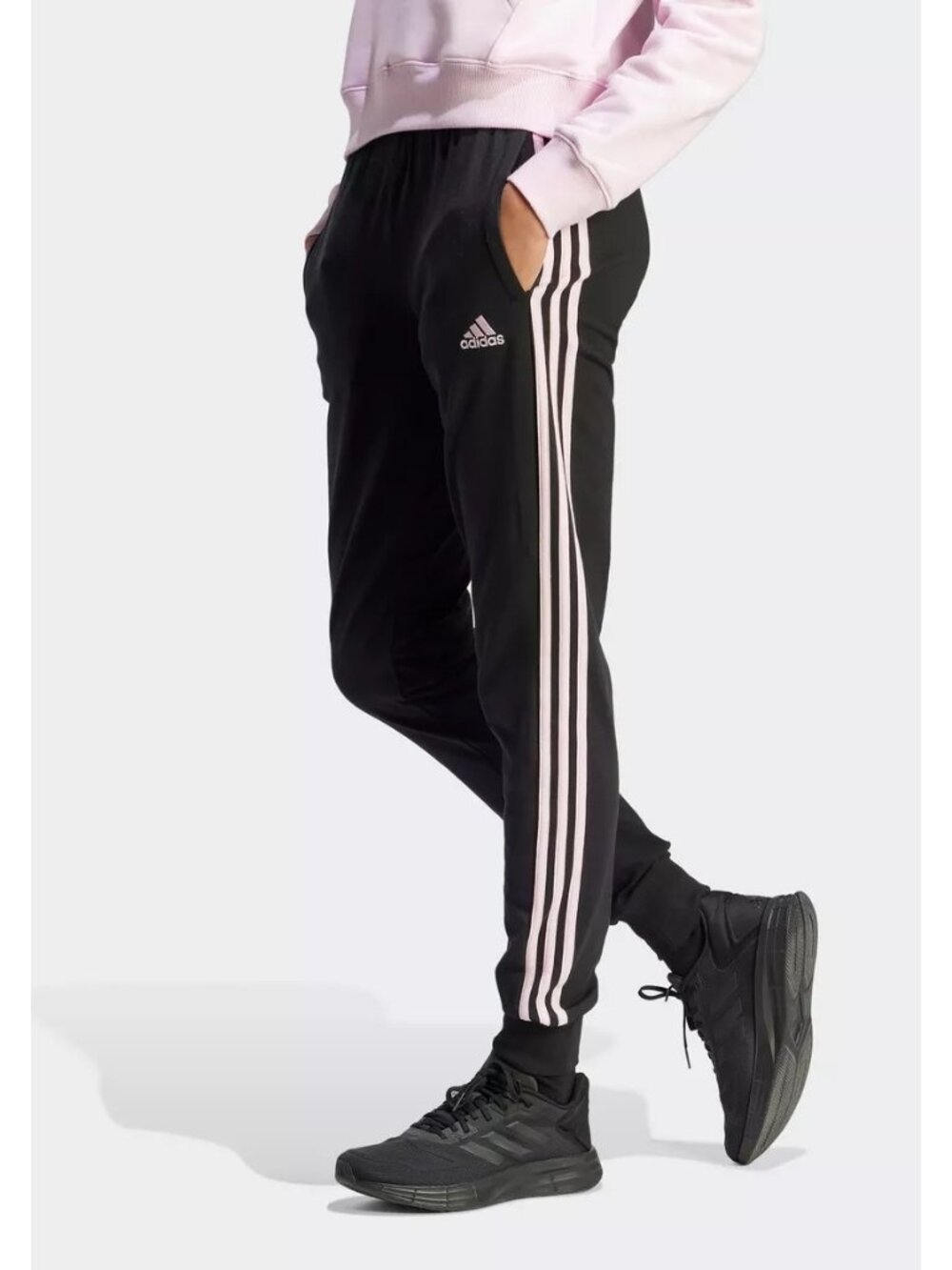Adidas Women Essentials 3-Stripes Joggers (Pink) - Size M - Picture 2 of 8